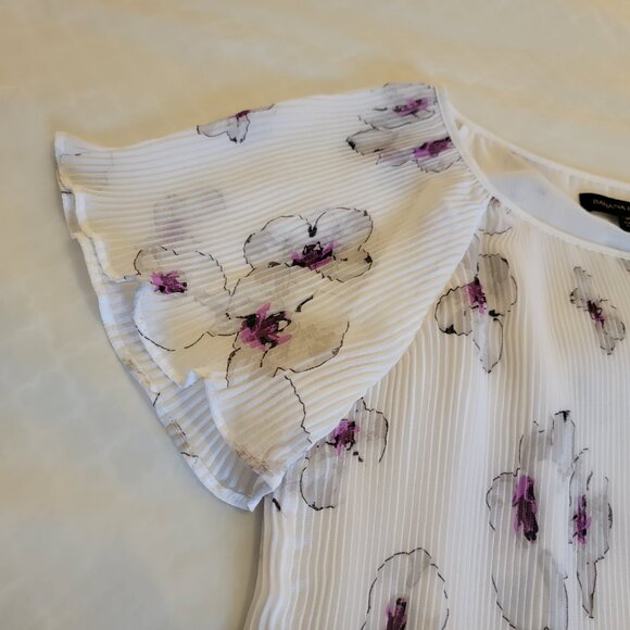 Banana Republic Blouse Top Shirt Floral Flowy White Purple Women XS-Small - Picture 5 of 16